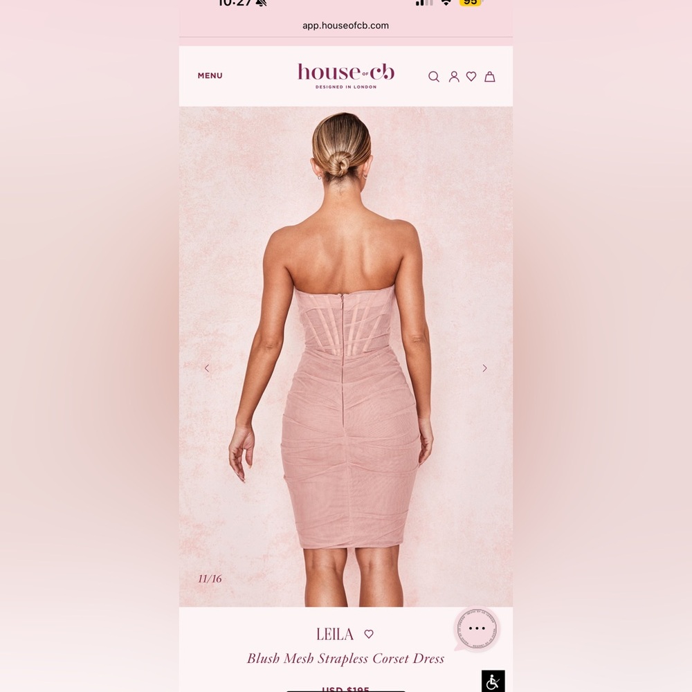 New with tag House of CB Leila Elegant Pink Strapless Dress - Picture 6 of 14